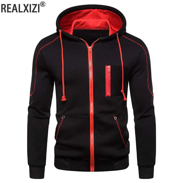 Men's Hooded Fleece Jacket – Casual Zip-Up Hoodie for Running, Hiking &amp; Sportswear