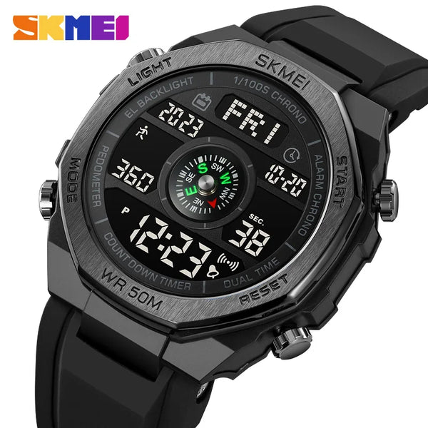 SKMEI AdventurePro Waterproof Watch – Digital Sports Timepiece with Compass & Pedometer